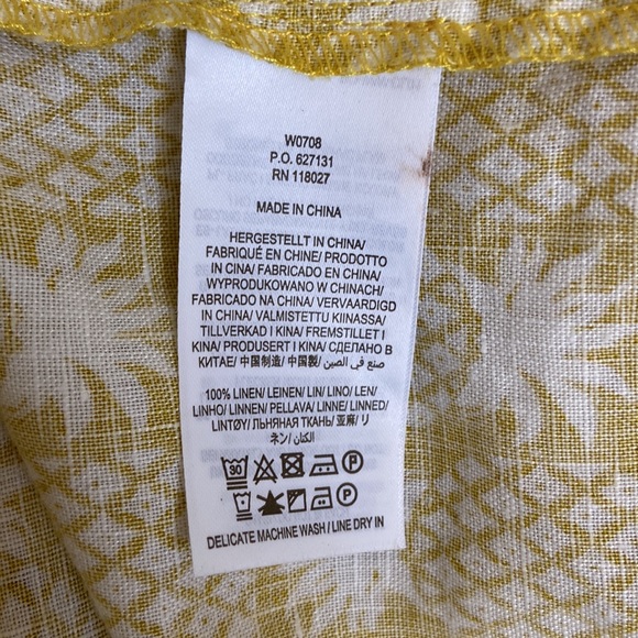 Boden Laurie Linen 3/4 Sleeve Shift Dress in Chartreuse, Pineapple Geo size 14R - Picture 13 of 13